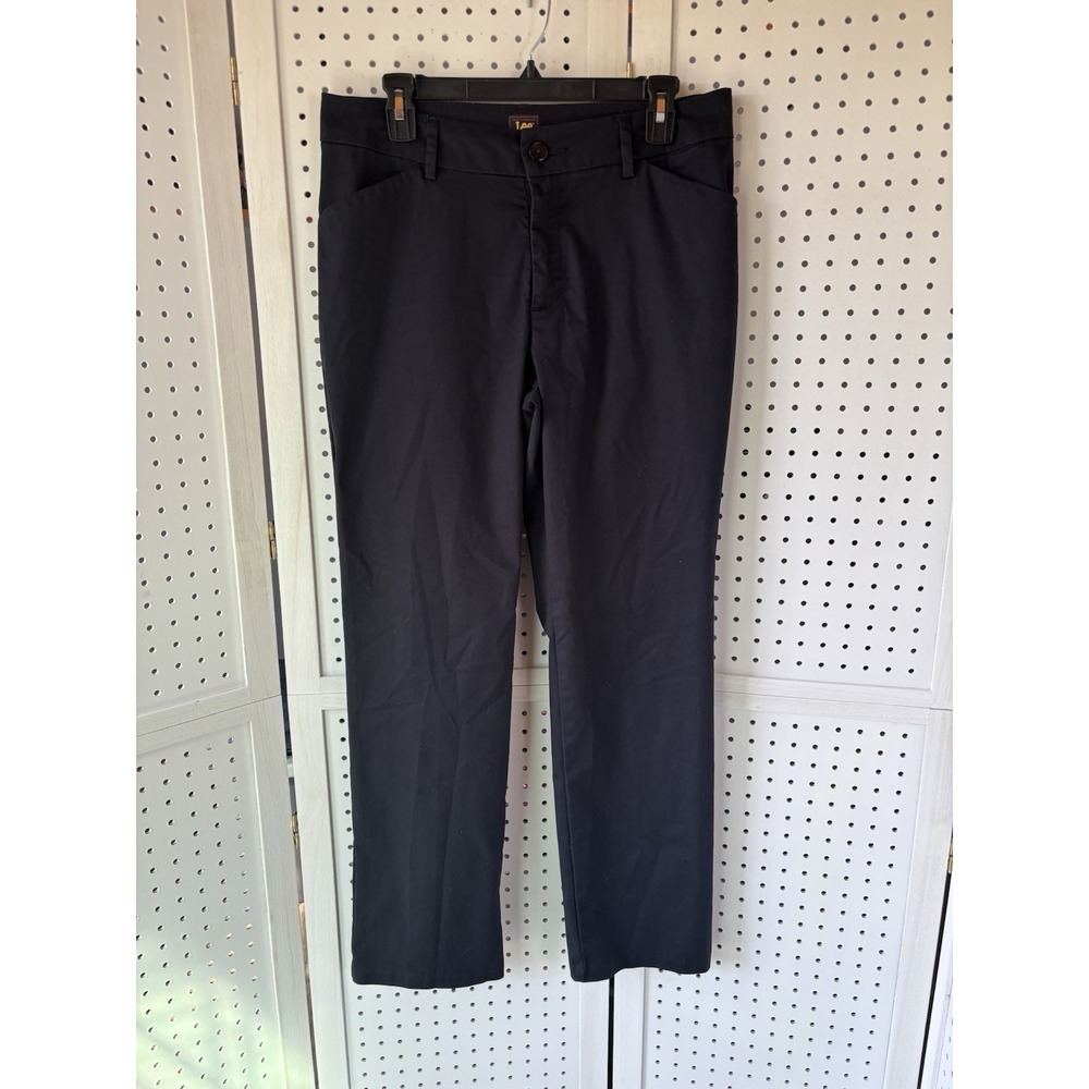 Lee Size 10 Medium Women's Black Chino Twill Uniform Workwear Pants Straight Leg